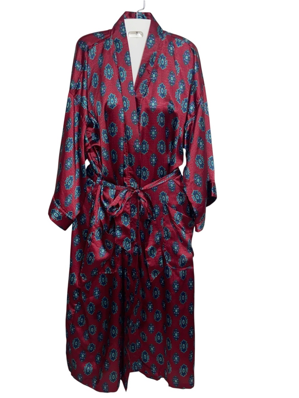 Christian Dior Monsieur Robe O/S Vintage Burgundy Geo Medallion Satin Hong Kong